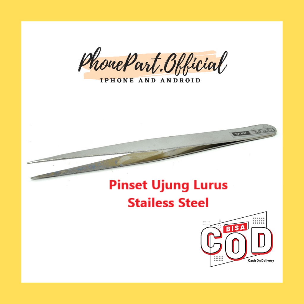 Pinset VETUS Serbaguna Tajam Lurus / Bengkok Stainless Steel Pingset GOOI Sparepart HP Smartphone Bulu Mata Sarang Walet