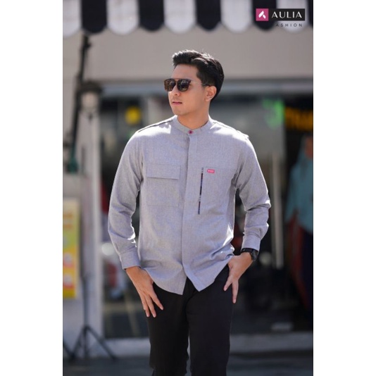 AULIA Fashion Baju KOKO MEHMET DARK GREY