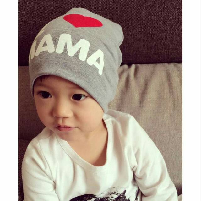 Topi kupluk bayi topi kupluk i love mama  kupluk bayi topi polos bayi