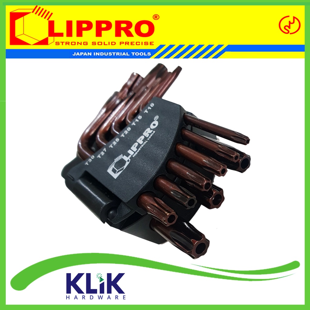 Lippro Kunci L Bintang Lubang Pendek Set 9 Pcs - Tamper Star Torx Key Short