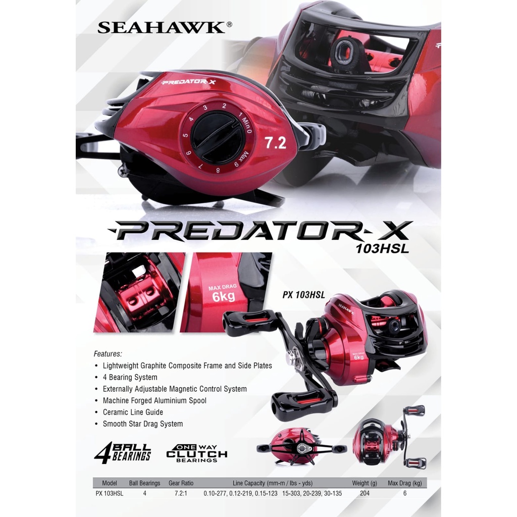 Reel BC / BAITCASTING SEAHAWK PREDATOR-X 103HSL (LEFT HANDLE)