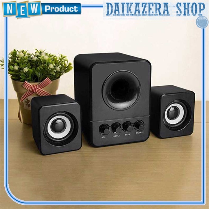 Speaker Laptop PC Stereo 2.1 with Subwoofer &amp; USB Power - Hitam