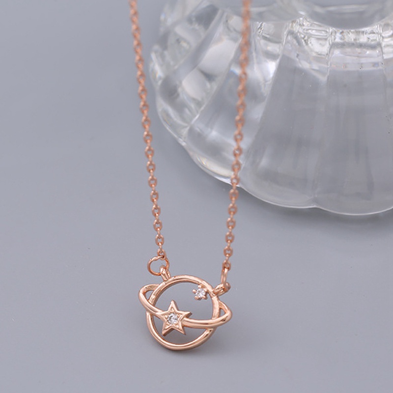 Kalung Rantai Liontin Planet / Bintang Hias Kristal Zircon Ala Gotik Untuk Wanita