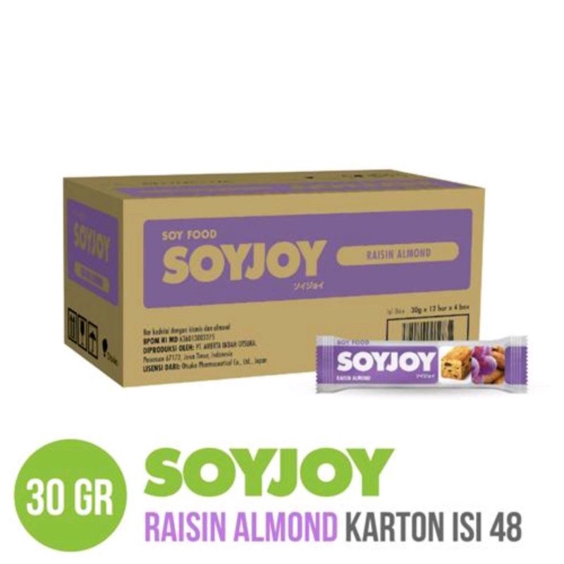 

SOYJOY RAISIN ALMOND 30 gr, 1 Karton isi 48 Bar