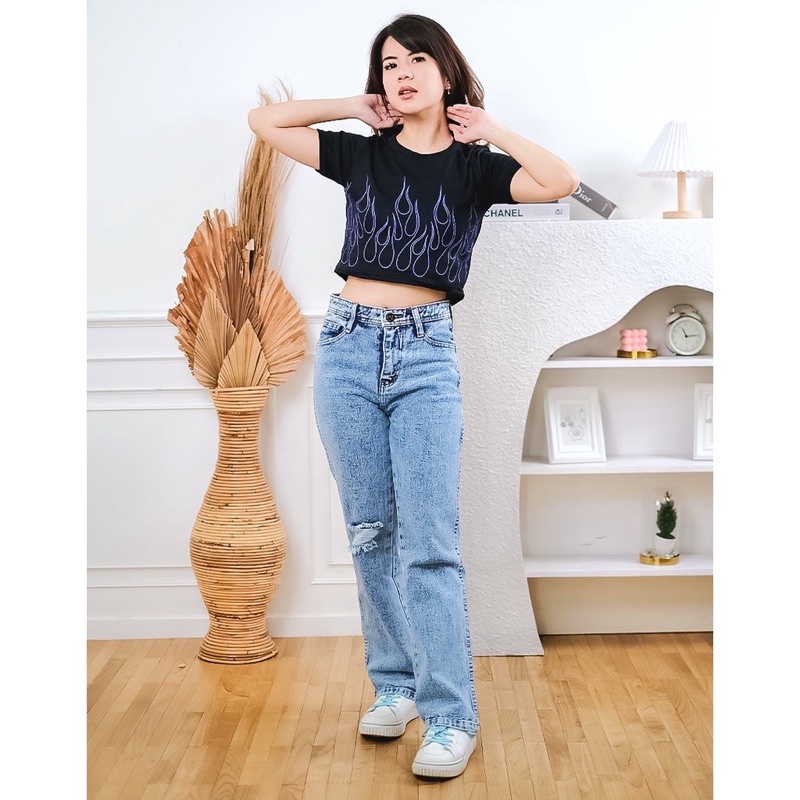 FC - KAOS OVERSIZE CROP FIRE TOP || KAOS CROP TOP