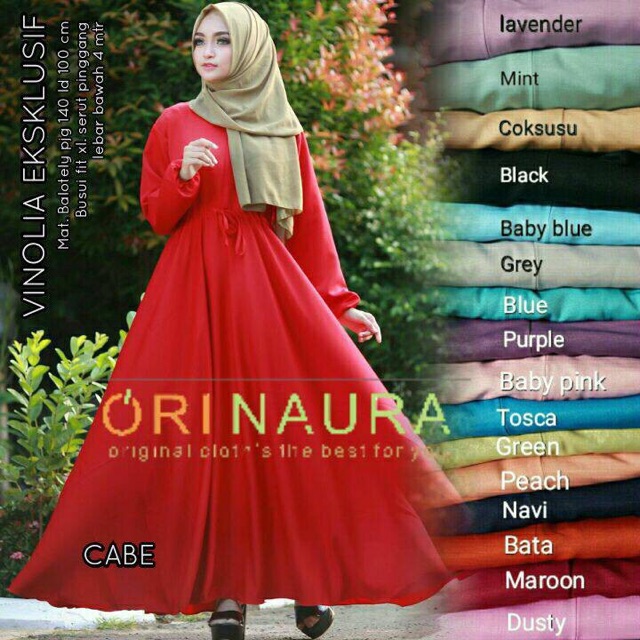 PROMO gamis polos vinolia ori naura