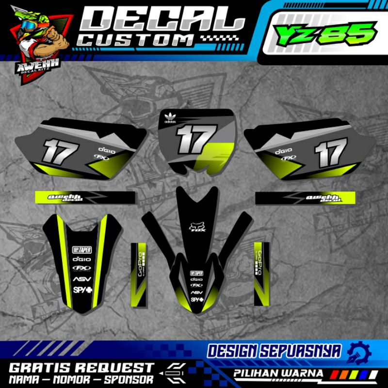 DECAL STIKER YZ 85 NEW BEBEK STANDAR STABILO CUSTOM