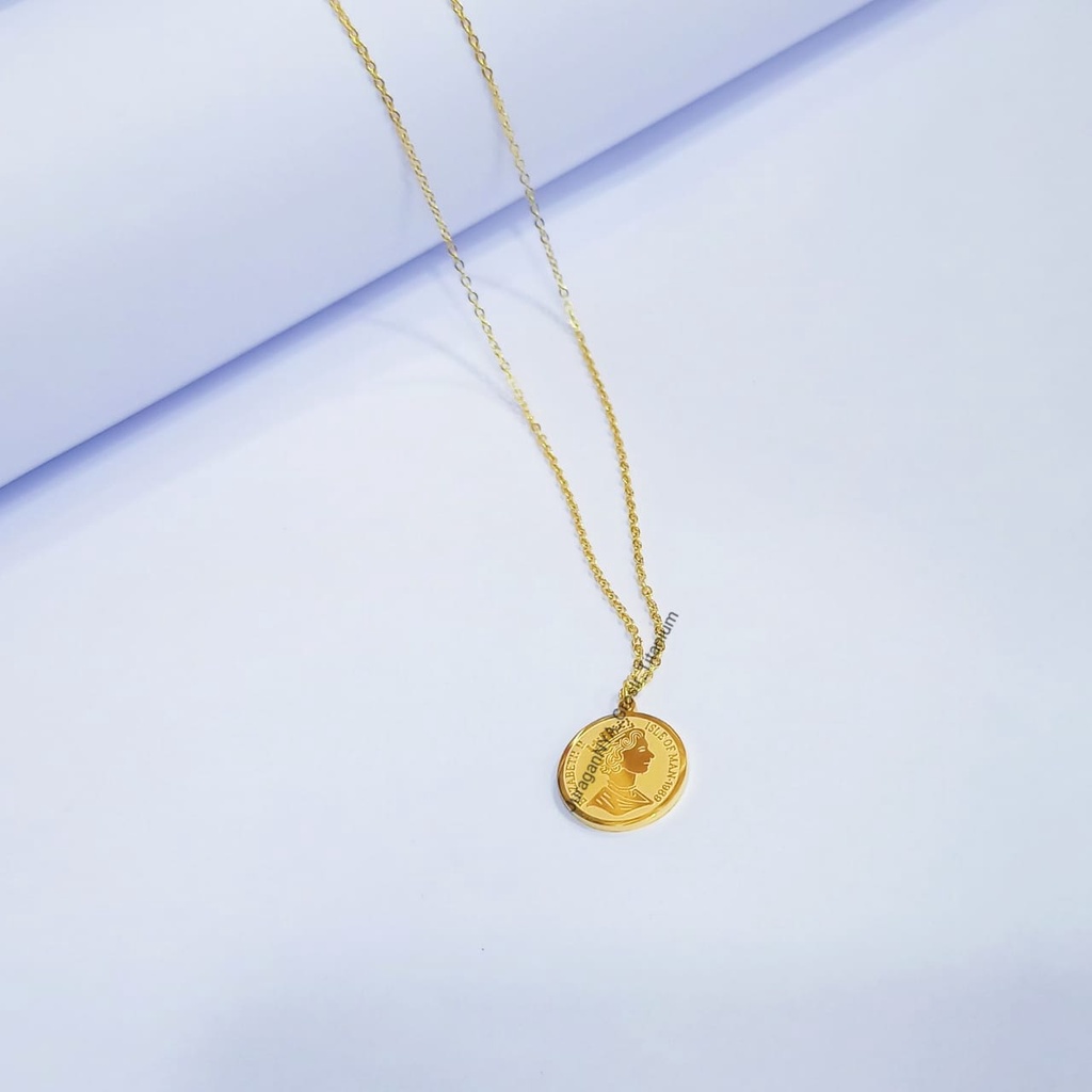 TITANIUM KALUNG COIN ELZBHT DESAIN SENSASIONAL CLASIK ANTI KARAT&amp;ANTI LUNTUR