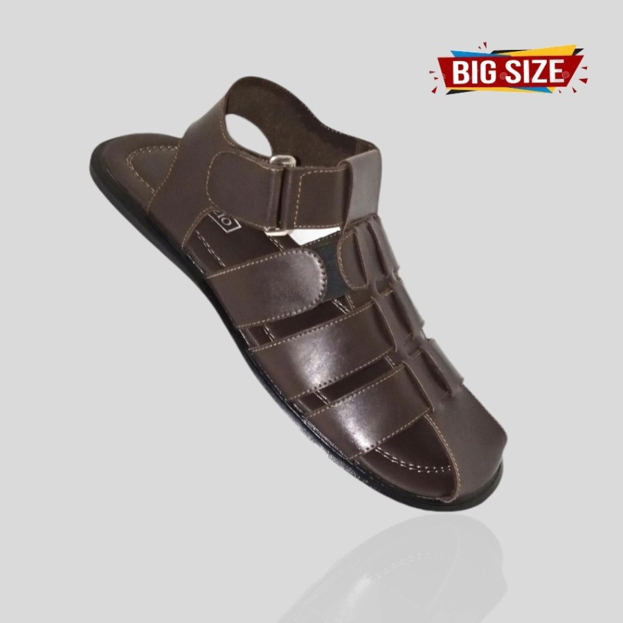 sandal sepatu pria ukuran jumbo kulit rope brown MLZ-08 sendal ukuran besar big size 44 45 46 47