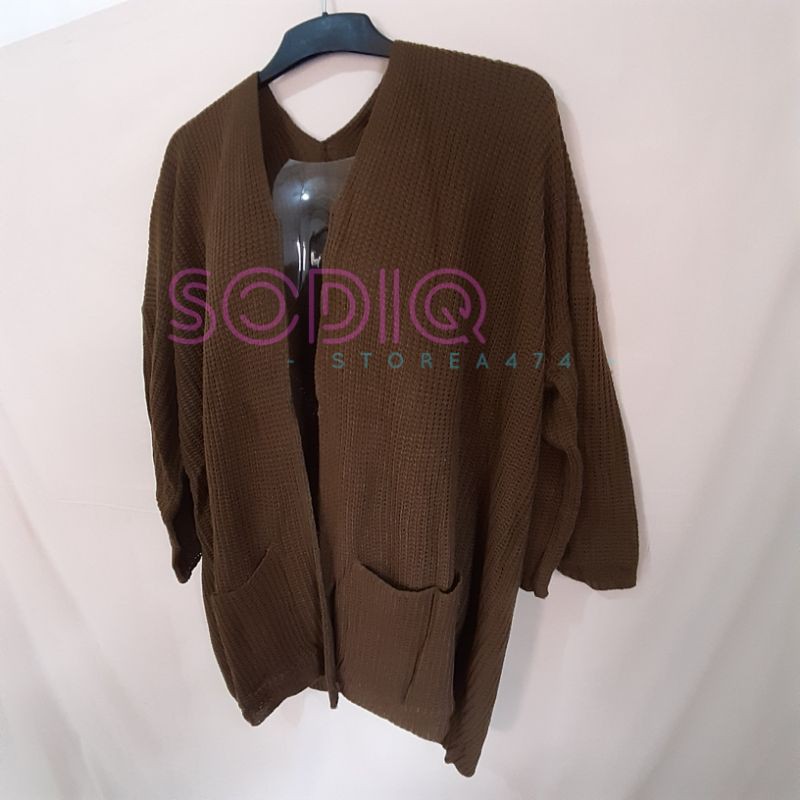 Cardigan Oversized Cardi Outer LOOCY PREMIUM Rajut Tebal Cardy Oversize Lavella Wanita-Bronze