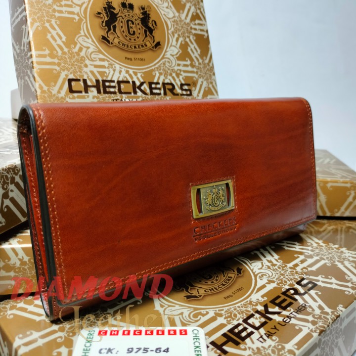 Checkers Dompet Panjang 2 in 1 Kulit Impor Asli CK 64