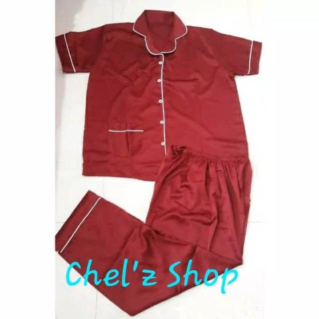 Baju Tidur Cewek/Wanita Piyama Pajamas Satin Jumbo Big Size Murah
