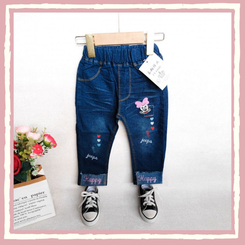 Celana Jeans Anak Perempuan Import Premium Bordir 2- 6 tahun Laurakidshop