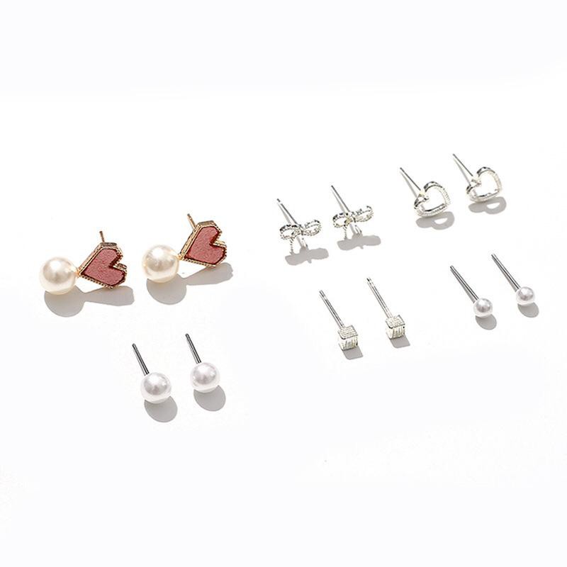 ⭐ JKTMART ⭐Anting Aksesoris Fashion Mutiara Earrings Wanita 6 Pasang Tusuk Simple COD A022-3