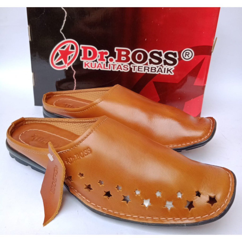 Selop pria kulit sapi asli original DR BOSS casual kasual terbaru terlaris murah slop slip on COD