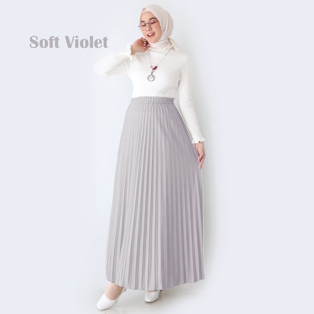 Rok Plisket - Rok  Wanita Bahan Premium ( Varian 1 )-SOFT VIOLET