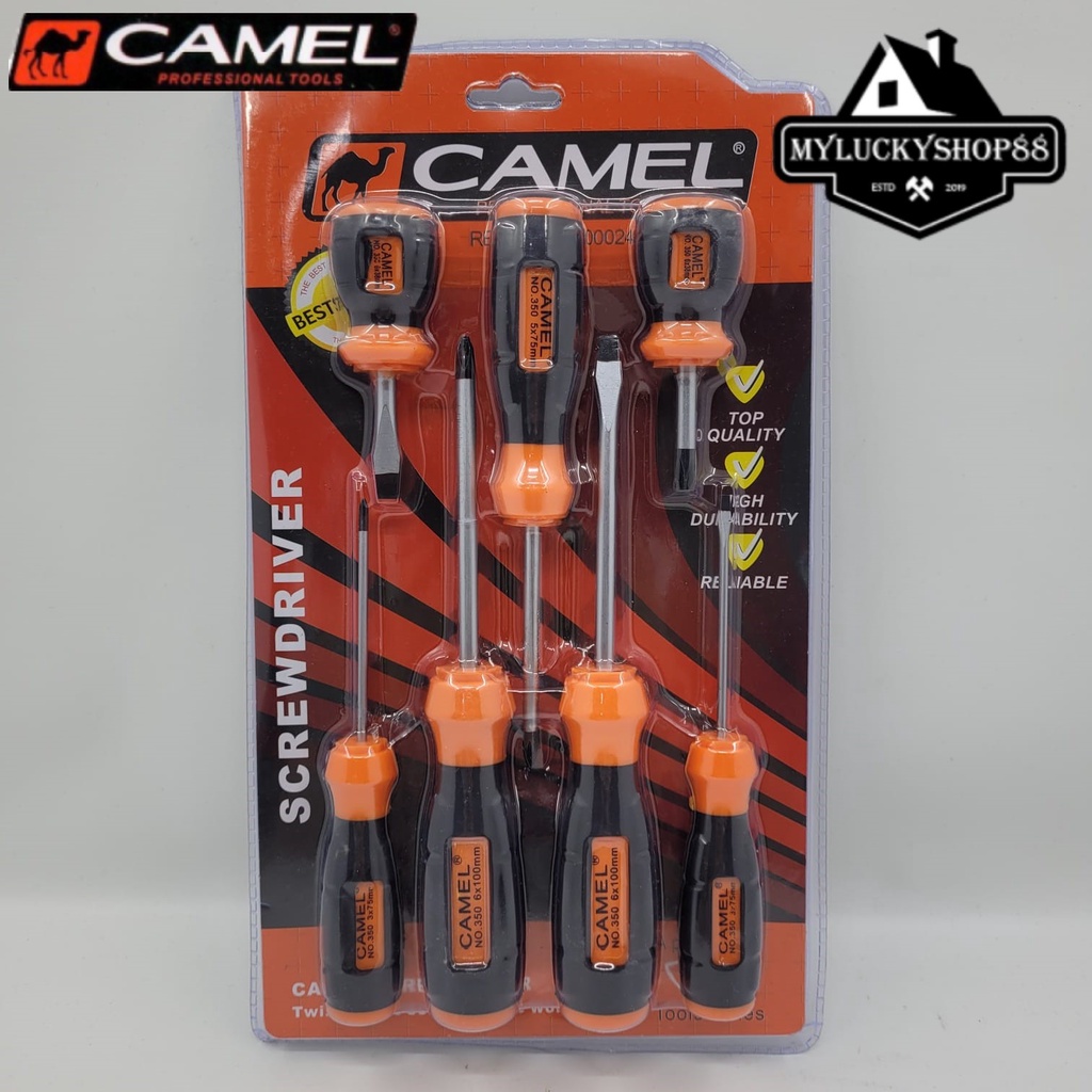 Camel Set Obeng Kombinasi 7Pcs Plus (+) Minus (-) Screwdriver Blister