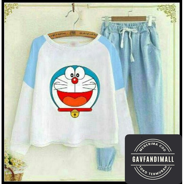 Pakaian Wanita//One Set Aluna//Setelan Polos//Setelan Wanita Terl BN150 [St Doraemon Smile Ro] Setel