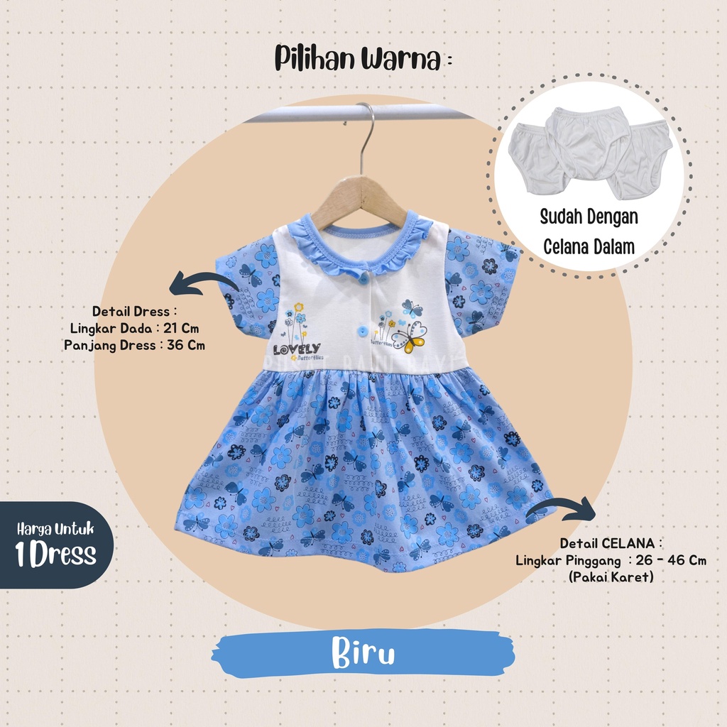 SALE 7.7 Dress Bayi Perempuan 0 - 3 Bulan merk Bona motif butterfly