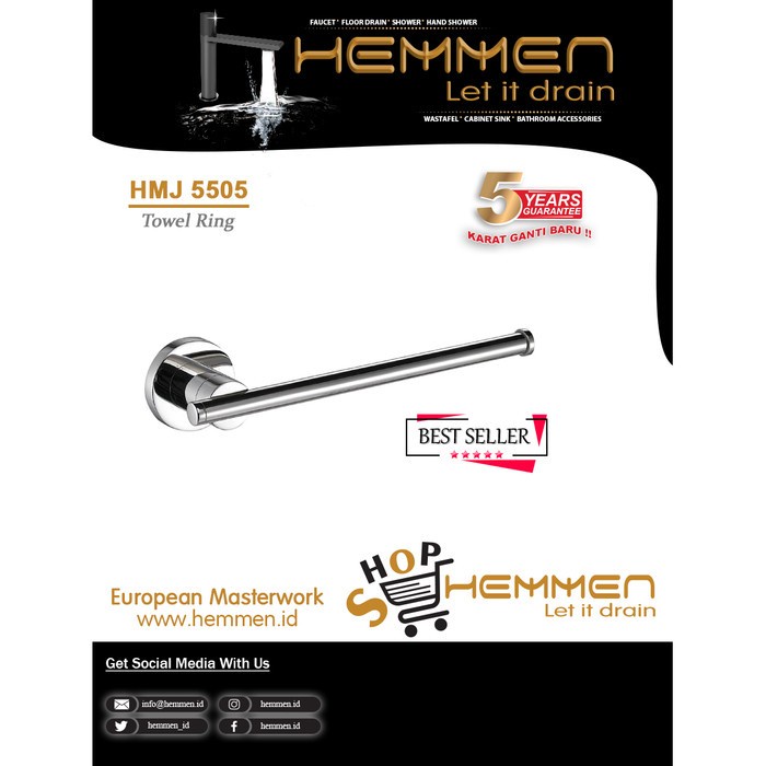 Hemmen Gantungan Handuk Towel Ring HMJ 5505 SUS304