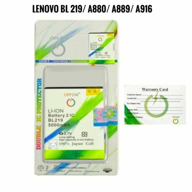 Baterai Batre Double Power OFFON Lenovo BL219 A880 A889 A916 Battery lenovo bl 219