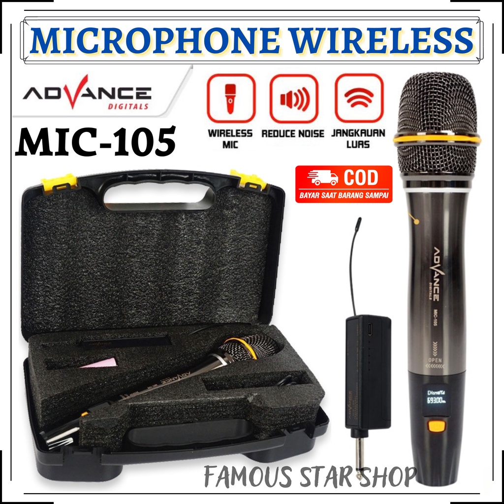 Mic ADVANCE 105 Wireless microphone Mic tanpa kabel ~ FMS