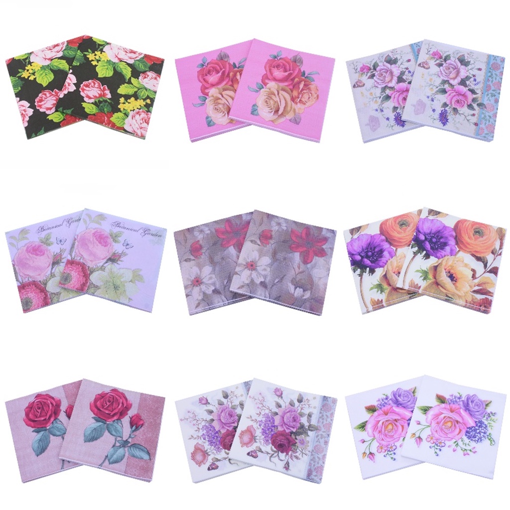 20pcs/pack Floral Flower Paper Napkins Event &amp; Party Tissue