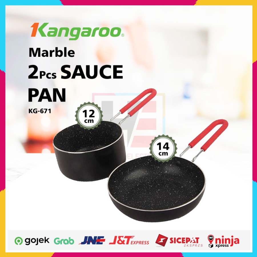 Frypan Kangaroo KG-671 Allu Fry Pan 2 Set Wajan Aluminium 14 &amp; 12cm