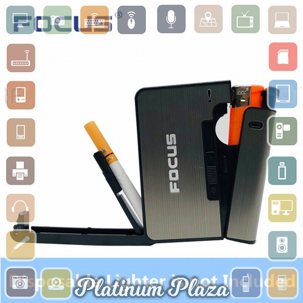 Firetric Kotak Rokok Fashion Bungkus Metal Case with Lighter Korek Api Slot - JD-YH001`2978JS-- Gray