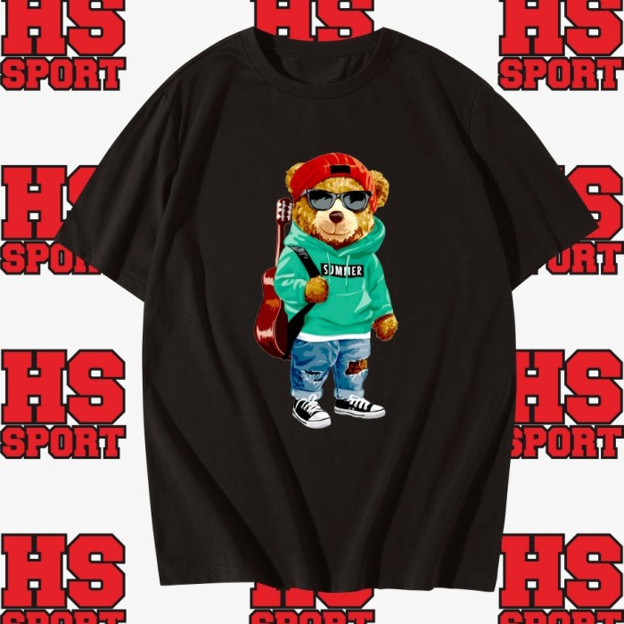 KAOS BEAR - BAJU BERUANG - TSHIRT BEAR - BAJU BEAR PERGI MAIN GITAR