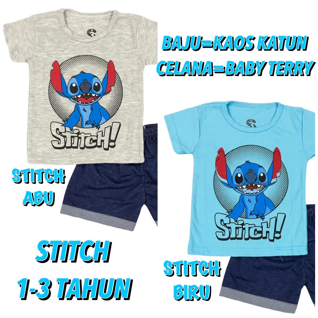 (1 KG MUAT 11 PTG) BAJU SETELAN PENDEK DENIM KAOS OBLONG ANAK PEREMPUAN/LAKI-LAKI/CEWEK/COWOK/UNISEX STITCH