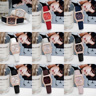 PA Jam Tangan Quartz Strap Rubber PU Analog Casual Gaya Retro Wanita Segi Angka Watch Korean Fashion Balok RM058