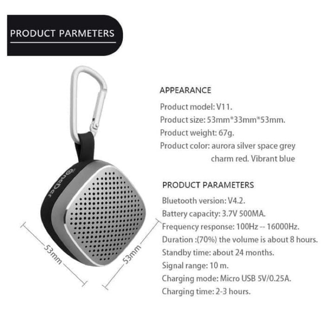 Oneder v11 wireless speaker handsfree portable mini bluetooth
