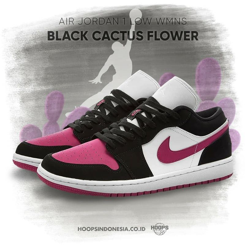 AIR JORDAN 1 LOW WOMENS BLACK CACTUS FLOWER SIZE 37.5