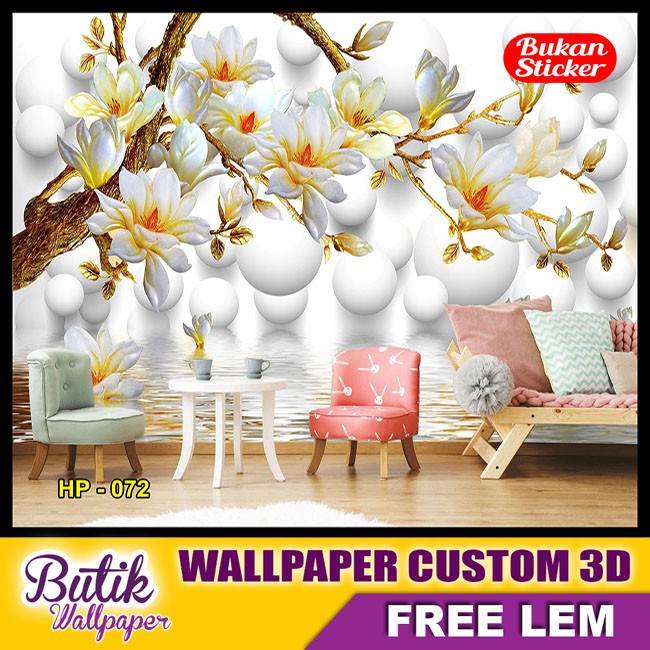 Wallpaper Dinding Custom Bunga Gratis Lem Shopee Indonesia