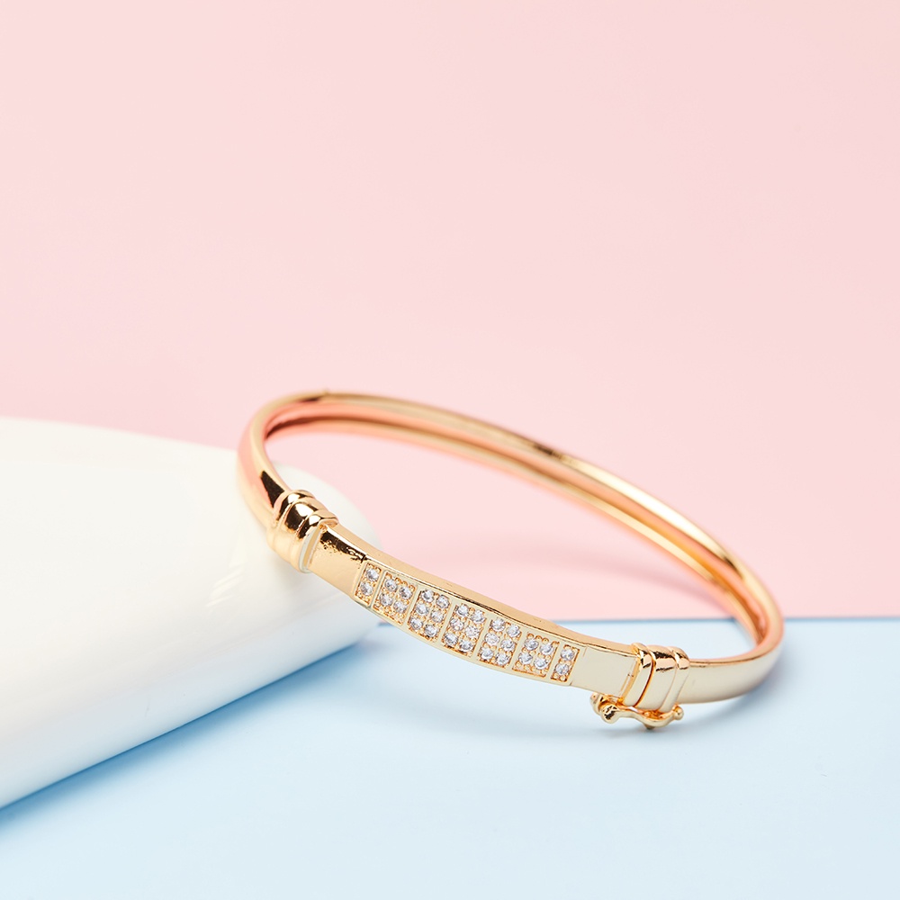 Y071 Gelang Wanita Model Baru Emas/Titanium/Anti Luntur Gelang Dewasa Murah Mata Zirkon Gelang Lapis Emas Imitasi-5