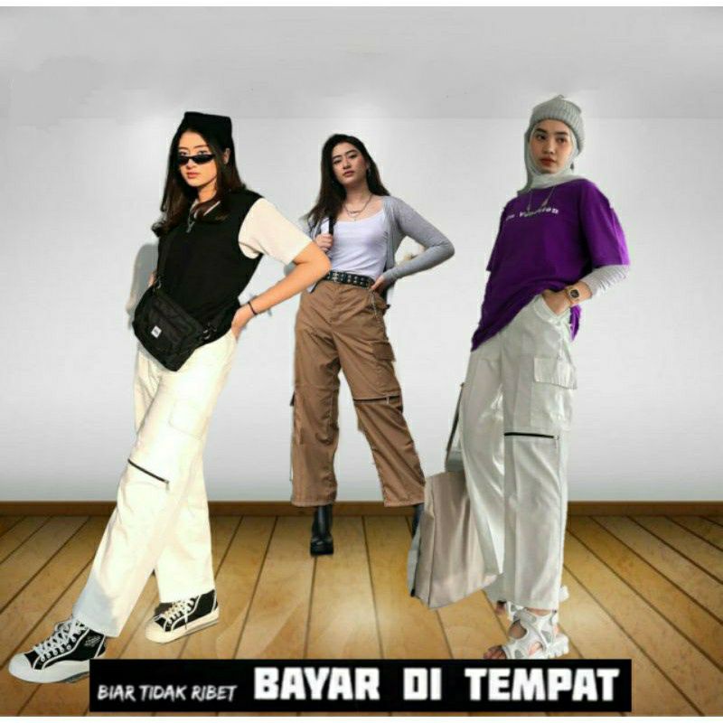 celana zipper cargo wanita/celana zipper dewasa/celana wanita/celana cargo cewek/celana cargo wanita