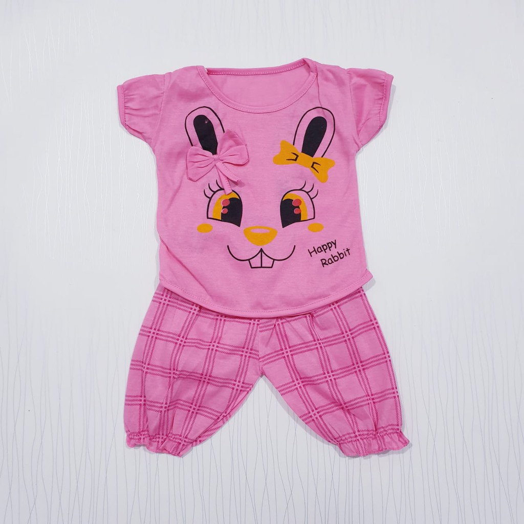 setelan anak perempuan usia 0-12 bulan joger bunny baju bayi