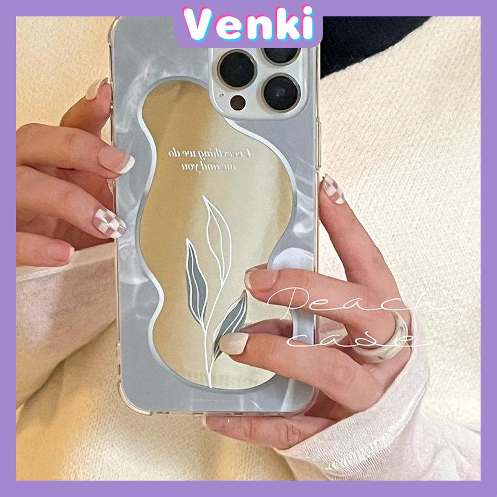 iPhone Case Acrylic HD Makeup Mirror Airbag Shockproof Protection Camera Flowers Leaves Compatible For iPhone 11 iPhone 13 Pro Max iPhone 12 Pro Max iPhone 7 Plus iPhone xr