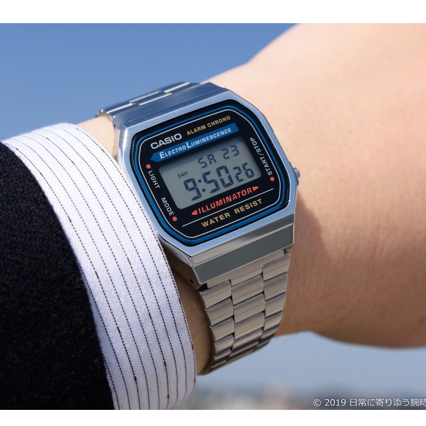 Jam tangan casio rantai A168 stainless steel led digital jam tangan pria wanita