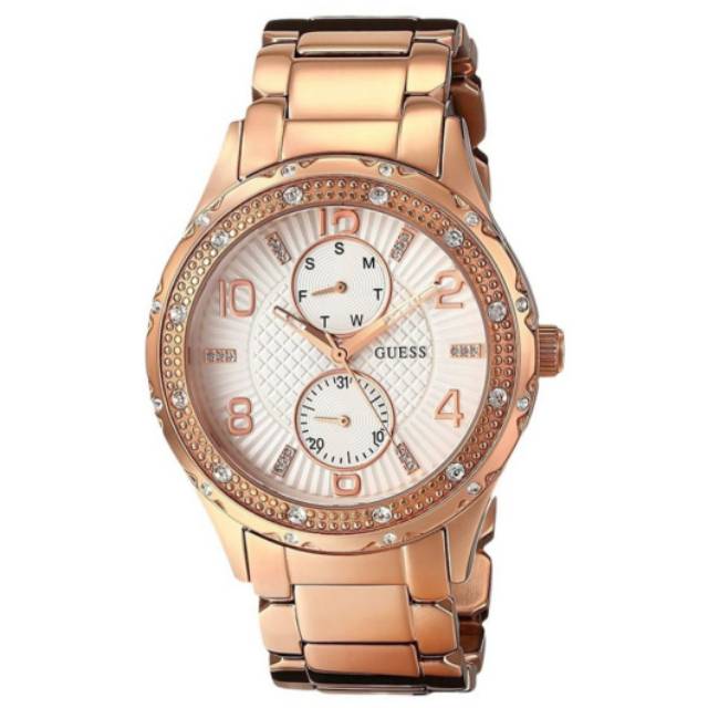 Jam Tangan Wanita Guess W0442L3 Silver Dial RoseGold Original