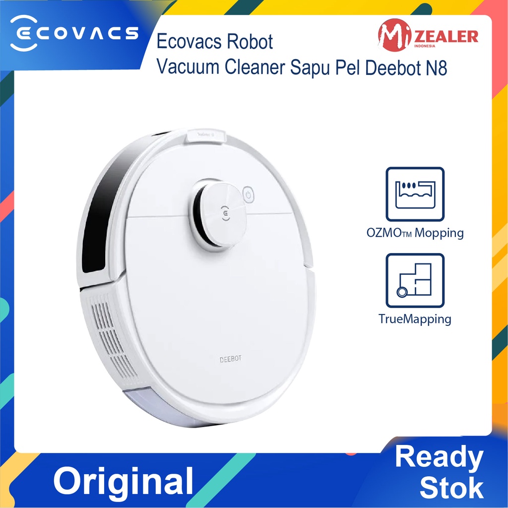 Ecovacs DEEBOT N8 Smart Robot Vacuum Cleaner Sapu Pel Vakum Penyedot Debu