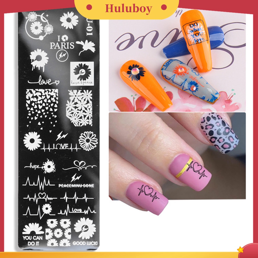 Huluboy Huluboy♡ Plat Stempel Kuku Motif Wajah Manusia Bahan Stainless Steel Untuk Manicure