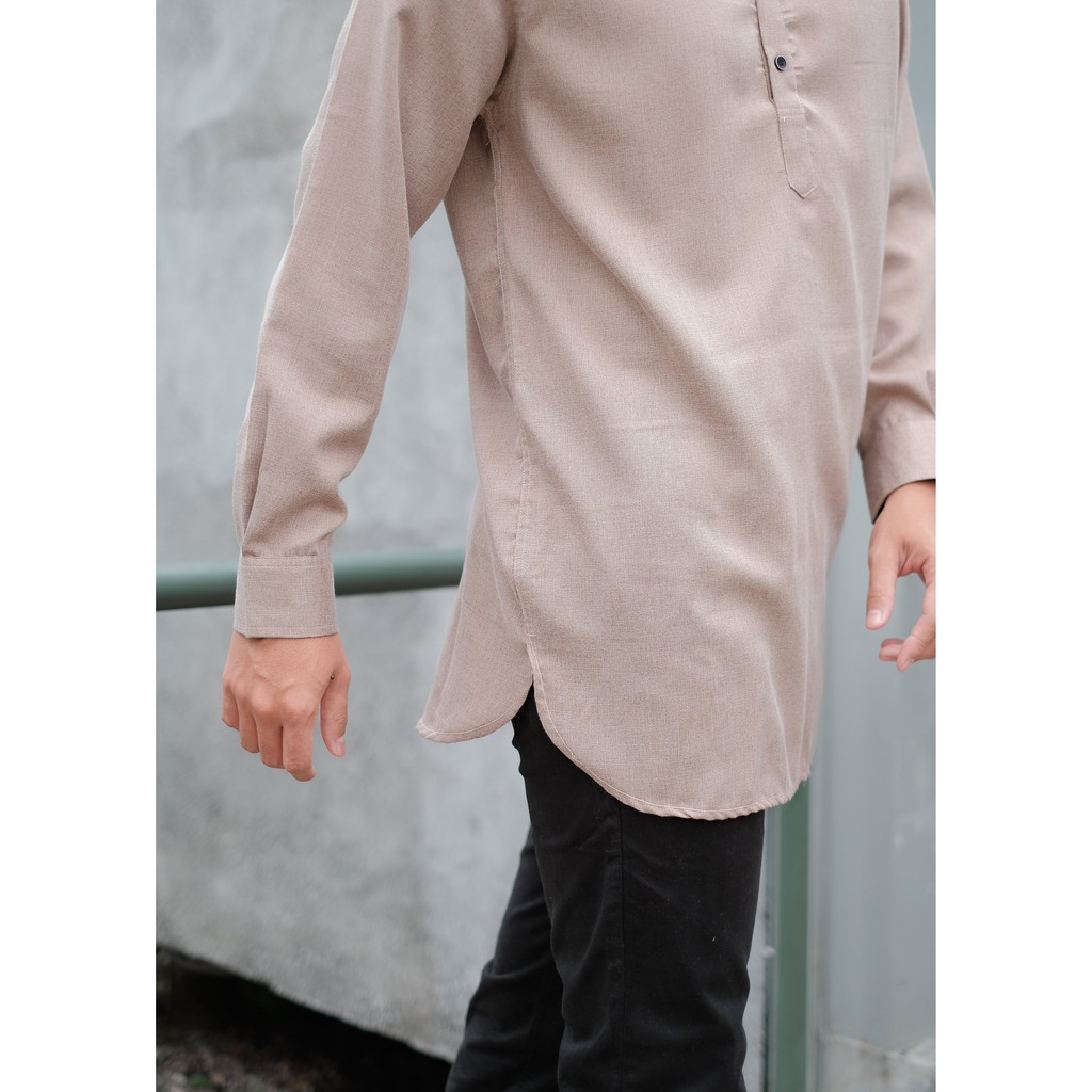 SANVANINA F-03A Kemeja Long Kurta Salman Coffee Milk | Baju Kurta Muslim Salman Mocca