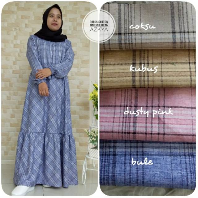 Dress katun madinah kotak