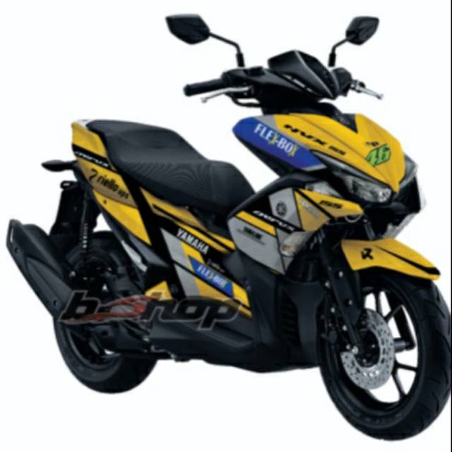 Decal full body yamaha aerox kuning lis hitam457