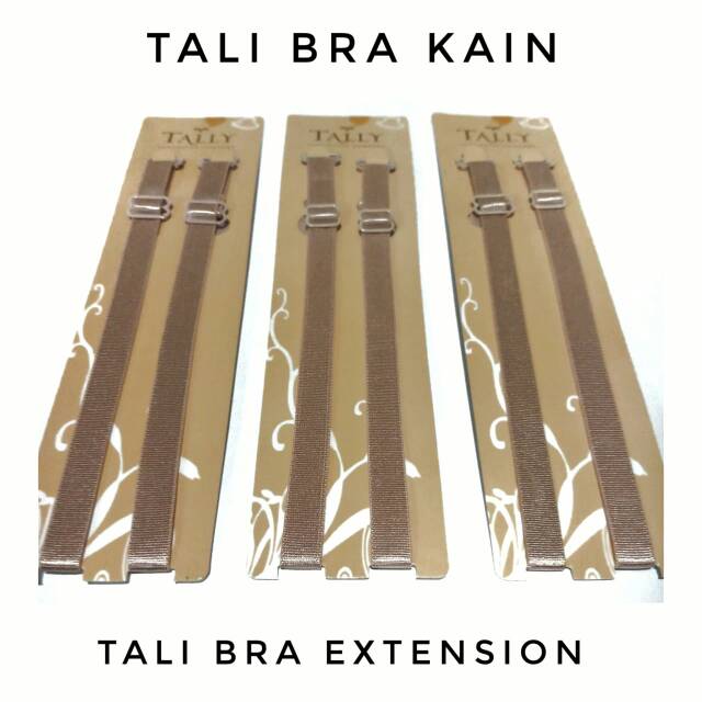 Tali Bra Kain Extension Import Sepasang / Tali Bh Wanita / Tali Sambungan Bra Cream Hitam