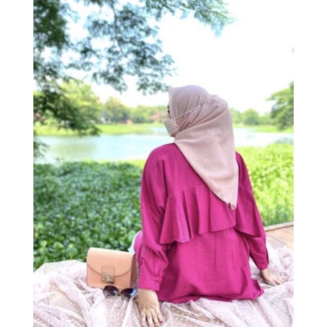 1KG MUAT 5PCS | DUMA ARA BACK RUFFLE OVERSIZE TOP SHIRT HITS FASHION GROSIR WANITA TERBEST SELLER OOTD SELEBGRAM