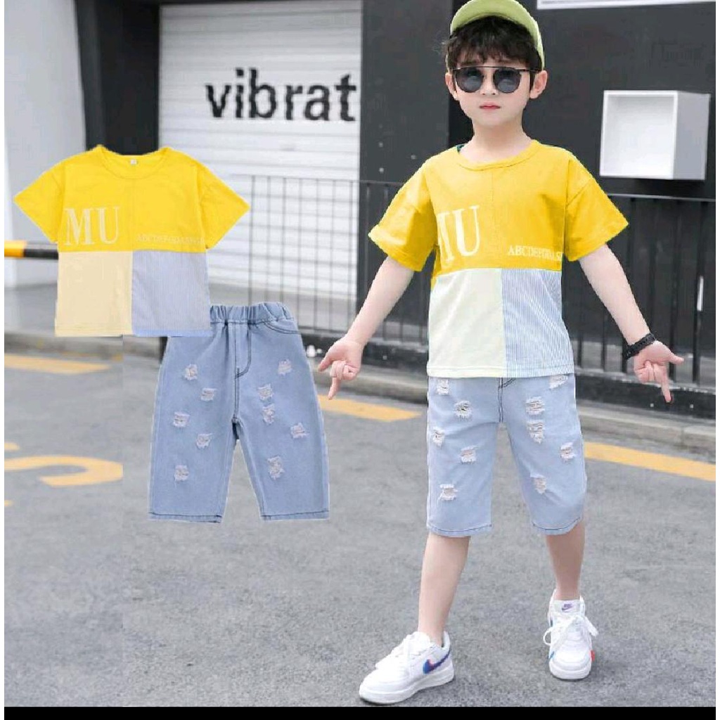 COD/SETELAN ANAK LAKI-LAKI/SETELAN JEANS PENDEK 1-5 TAHUN