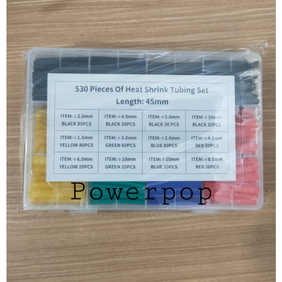 850/750/530 Pcs Heat Shrink Tube Isolasi Bakar Kabel Selang Bakar Warna Warni Selongsong Bakar Pelindung Kabel Heat Shrink Kabel Heat Shrink + Box Promo Grosir